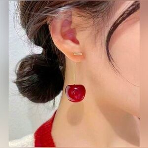 ✨NEW Elegant Red Cherry Drop Earrings